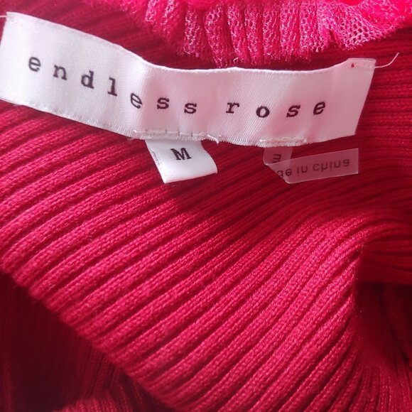 Endless Love Deep Red Ribbed L-Sleeve Fluffy Sweetheart Romantic Sweater M - Picture 10 of 12
